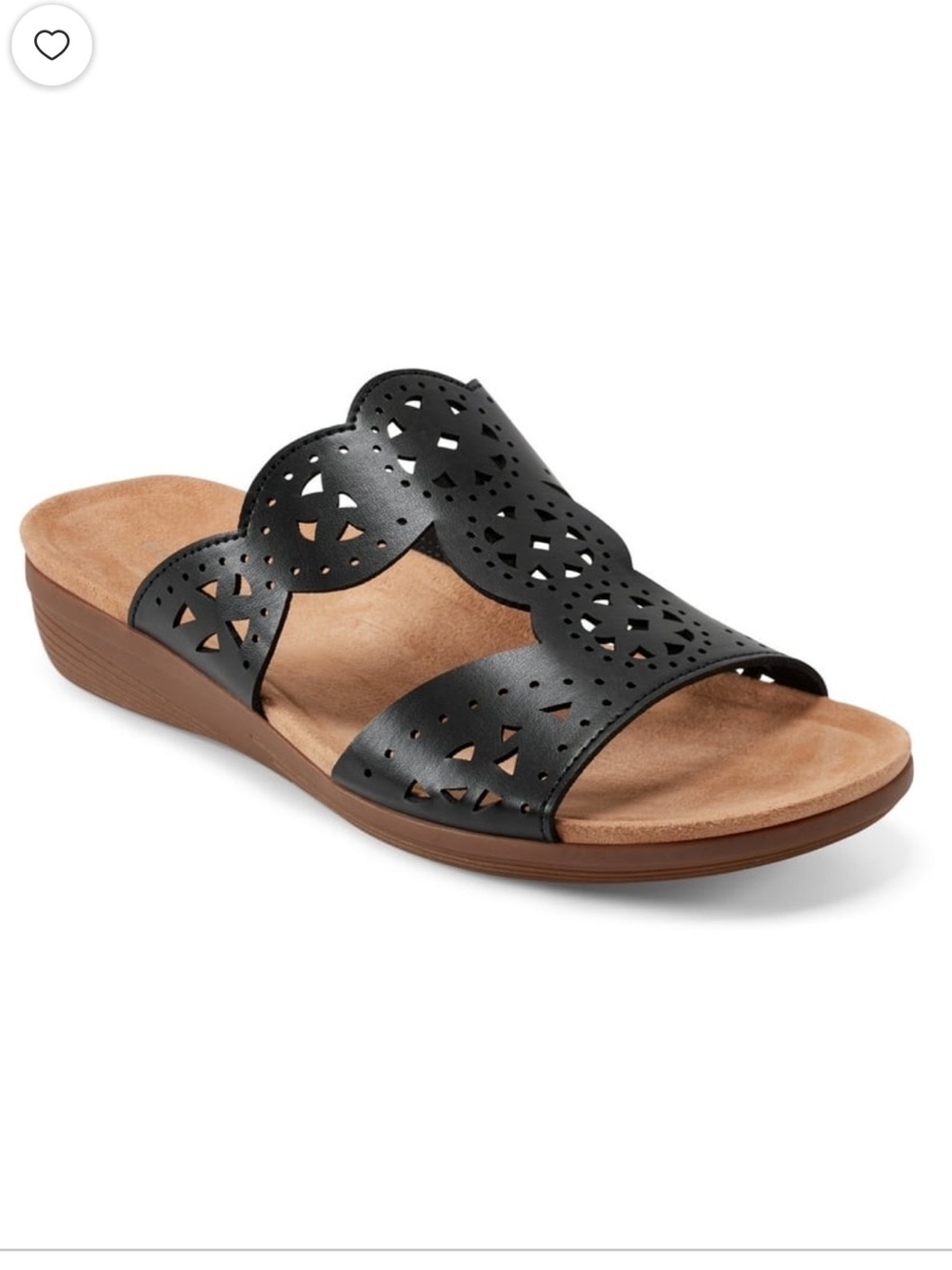 Easy Spirit Women's Black Laser-Cut Slide On Brixton Sandals